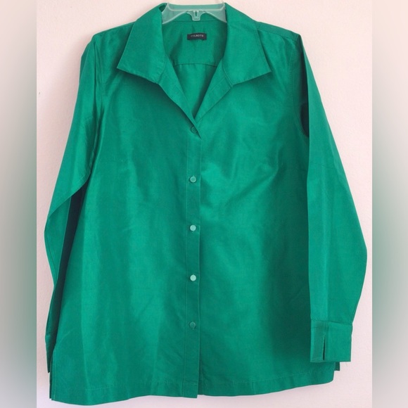 Talbots Tops - Talbots green Silk Button Down Shirt size 16